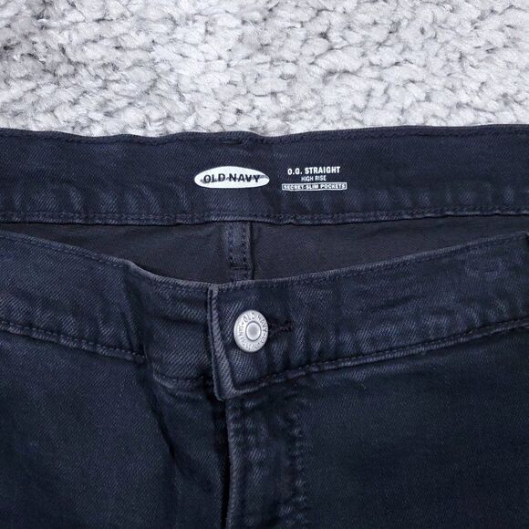 Old Navy High Rise O.G. Straight Ankle Ripped Black Jeans Women's Plus Size 24 - Picture 4 of 11